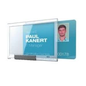 Durable Mono Pushbox Security Pass Holder Transparent Pack of 10