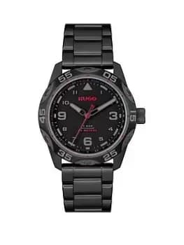 HUGO Gents HUGO #TREK Black IP watch, Black, Men