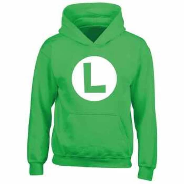 Super Mario Luigi Badge Hoodie Green unisex