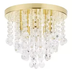 Spa Celeste 6 Light Flush Ceiling Light Crystal Glass and Satin Brass