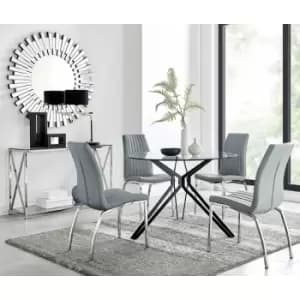 Cascina Dining Table and 4 Grey Isco Chairs - Elephant Grey