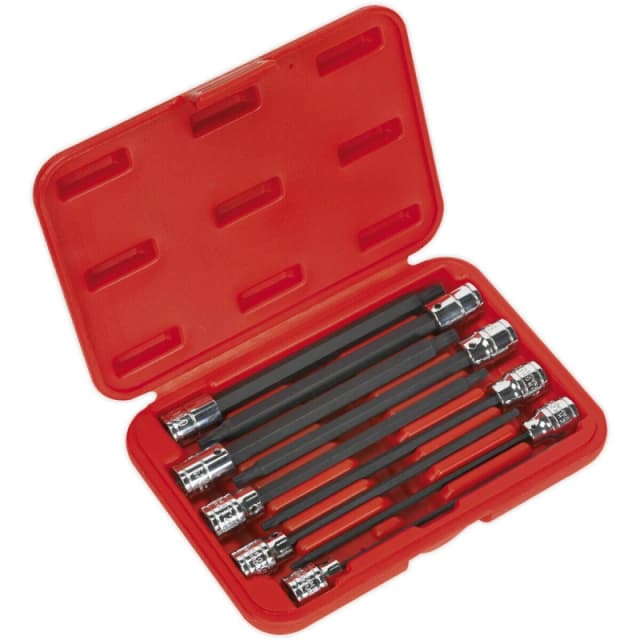 Loops 9pc TRX Star Socket Bit Set 3/8" Square Drive - T10 to T50 - 150mm Long Shaft Multi