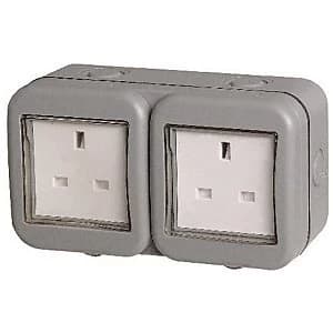 Masterplug IP55 13A Twin Exterior Unswitched Socket - Grey