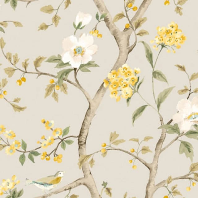 Hoopla Walls Bird Song - Silver 10M Wallpaper