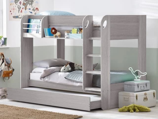 Julian Bowen Mars 3ft Single Grey Oak Wooden Bunk and Underbed Frame