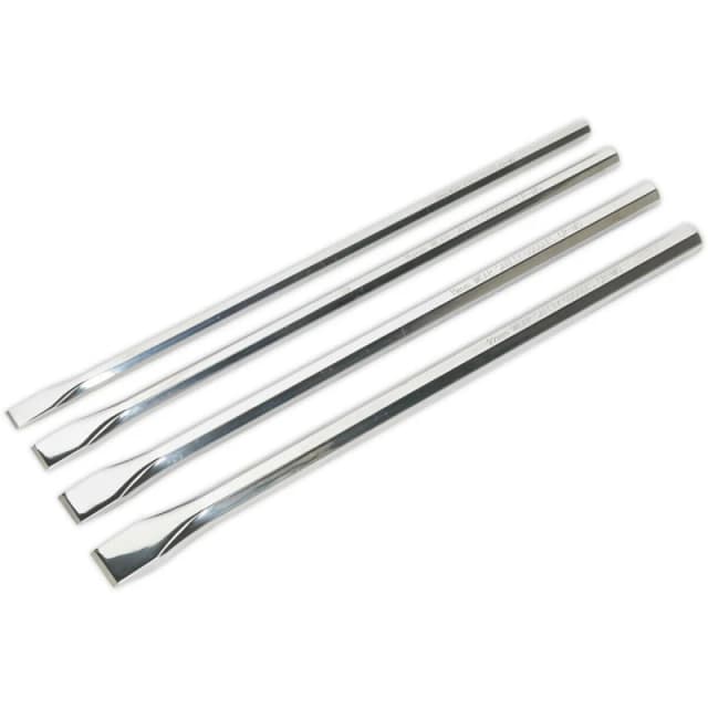 Loops 4 Piece 350mm Extra-Long Chisel Set - Hardened & Tempered - Chromoly Steel Metallics