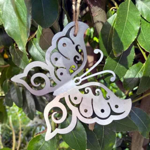 Poppy Forge Hanging 3D Folded Wings Butterfly Garden Art - W15 X H13cm - Black