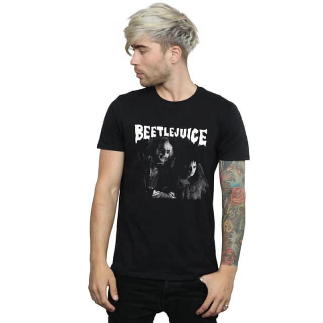 Beetlejuice Beetlejuice Men Monochrome Pair T-Shirt in Black Size: 3X-Large Black XXXL Male 5059568121844