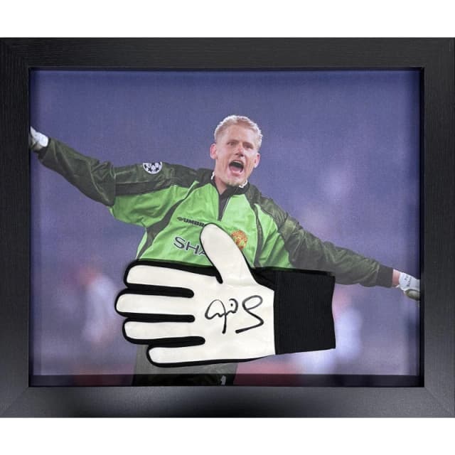 AllStarSignings Ltd Peter Schmeichel signed & framed Goalkeeper glove Red unisex One Size