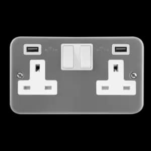Click Scolmore Essentials 2 Gang Plug Socket With USB 4.2A - CL780