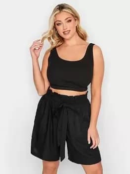 Yours Paper Bag Waist Short Black, Size 18, Women