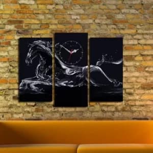 3PATCS-5 Multicolor Decorative Canvas Wall Clock (3 Pieces)