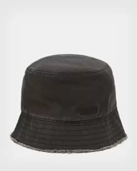 AllSaints Womens Cotton Classic Skye Bucket Hat, Black, Size: