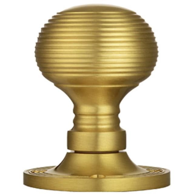 Loops PAIR Round Textured Mortice Door Knob 52mm Dia Satin Brass Beehive Knob Metallics unisex