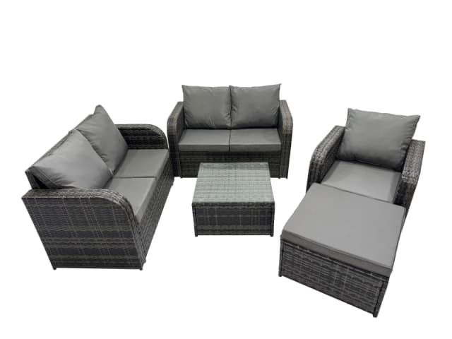 Fimous Love Sofa Square Coffee Table Set with Big Stool Dark Grey Mixed Dark Grey Unisex