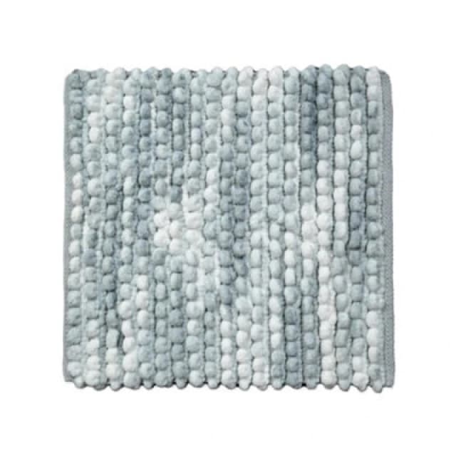 Allure Bath Fashions Marl Chunky Bobble Square Bath Mat Non Slip - Grey