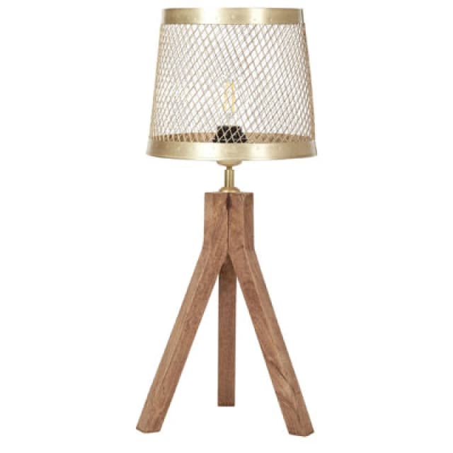 Beliani Table Lamp Beki Mango Wood Brown