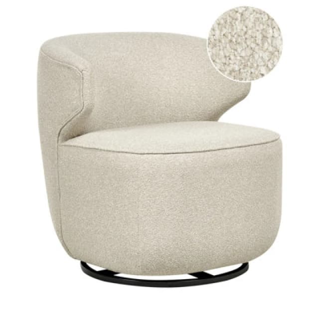 Beliani Swivel Armchair Boucle Light Beige Molleby