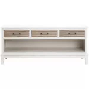 Premier Housewares - Pearl White Console Table Wooden Small Desk for Bedroom Small Table Brown Oak Bedside Locker Antique Pine Furniture 3 Drawers