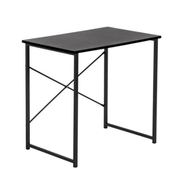 Harbour Housewares Wooden Computer Desk - Black/black - PC Computer Workstation Laptop Tubular Steel Compact Wooden Office Desk