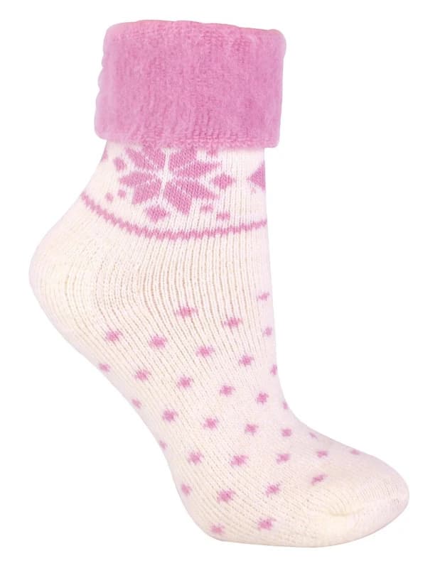 Sock Snob Ladies Wool Lounge Socks with Fairisle Design - 4-8 UK / Cream
