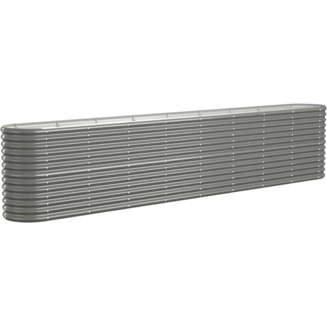 vidaXL Garden Raised Bed Powder-coated Steel 332x40x68cm Grey 318909