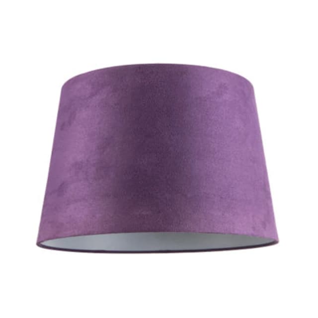 Happy Homewares Deep Purple Velvet 12" Drum Lamp Shade With White Cotton Inner