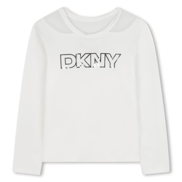 DKNY Kids Logo Long Sleeve T-Shirt Cream female 6Y