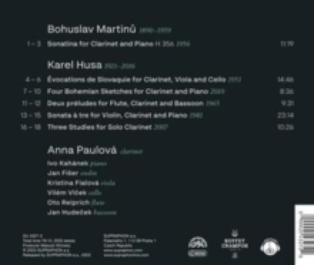 Karel Husa/Bohuslav Martinu: Music for Clarinet CD / Album (Jewel Case)