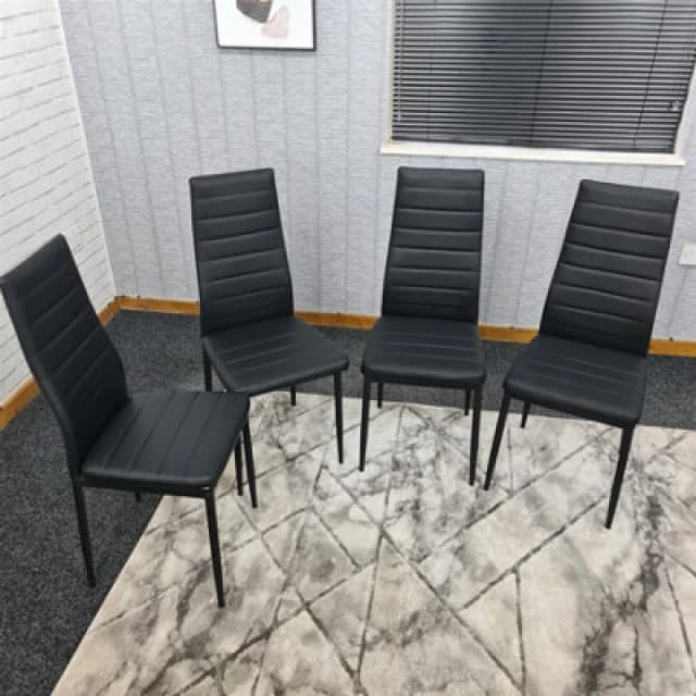 KOSY KOALA KOSY KOALA Dining Chairs Set of 4 Black Leather Kitchen Chairs Black One Size Unisex 620919212679