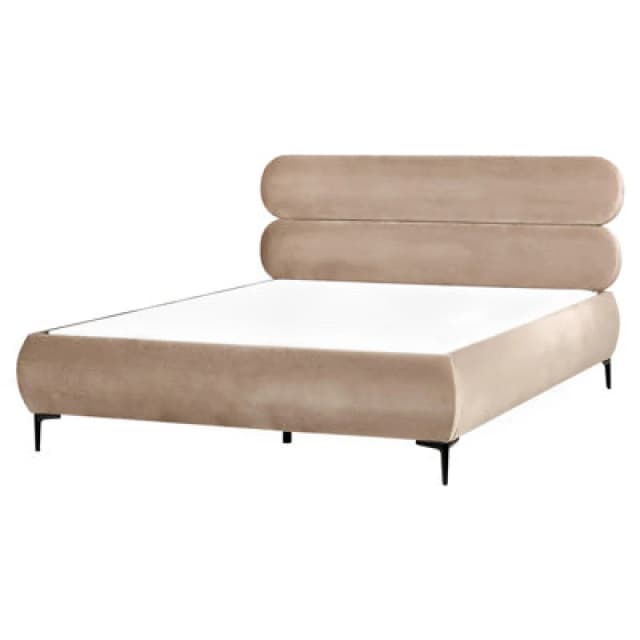 Beliani Bed Velvet Lessay 160 X 200 Cm (Eu King Size) Taupe