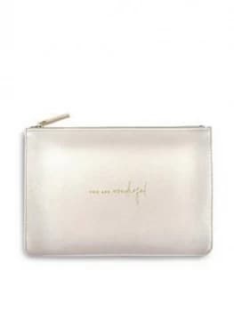 Katie Loxton Perfect Pouch You Are Wonderful Metallic White 16 X 24Cm