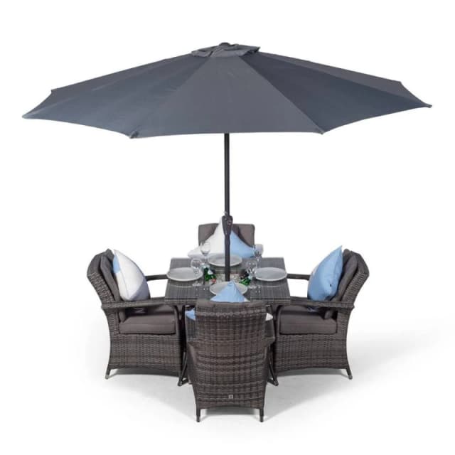Thats Furniture Arizona Square 4 Seater Patio Dining Set with Ice Bucket Drinks Cooler in Grey Grey Unisex