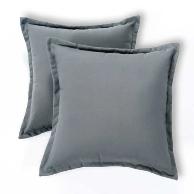 Homescapes Luxury Outdoor Cushions 2 Set, Waterproof Filled Cushions, Soft-Touch, Plain Grey, For Garden And Indoors, 45 X 45 Cm