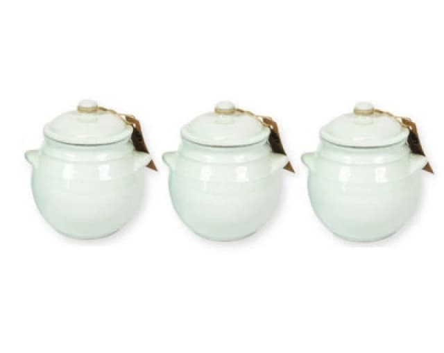 Verano Spanish Ceramics Set Of 3 Rustic Pastel Fully Dipped Terracotta Kitchen Dining Storage Jar W/ Lid Pale Green (H) 15Cm