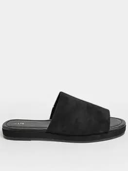 Long Tall Sally Flat Suede Mule Sandals - Black, Size 9, Women