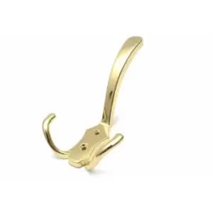 Triple Hat Coat Hanger Hook Door Wall Bath With Fixings - Colour Gold - Pack of 8