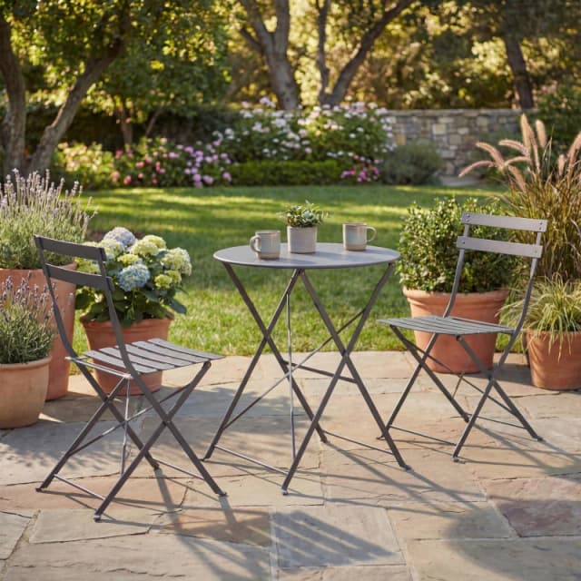 Lassic Garden Vida Porto 2 Seater Metal Bistro Set Dark Grey unisex 2 Seater