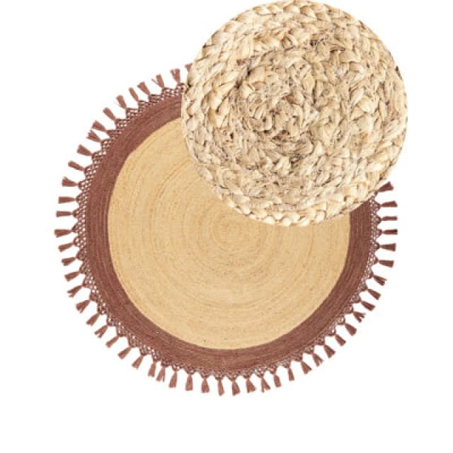 Beliani Boho Rug Marts Brown 140 Cm Jute