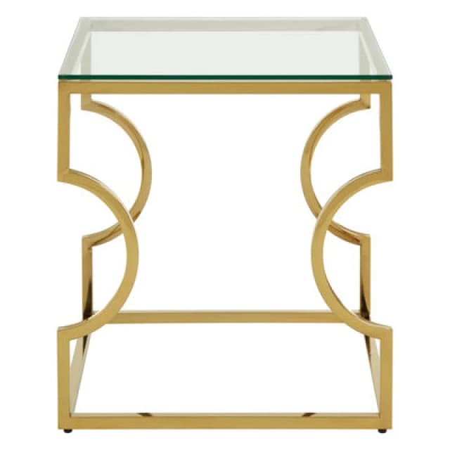 Premier Housewares Contemporary Curved Frame End Table, Durable Lounge Side Table, Functional Sleek Living Room Side Table Gold