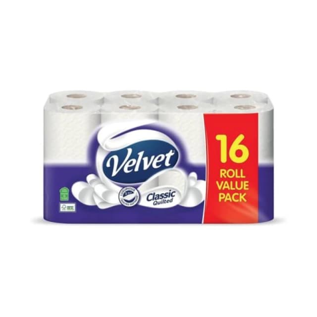 Velvet Classic Quilted Toilet Roll 3-Ply 150 Sheets (16 Pack) 1102202