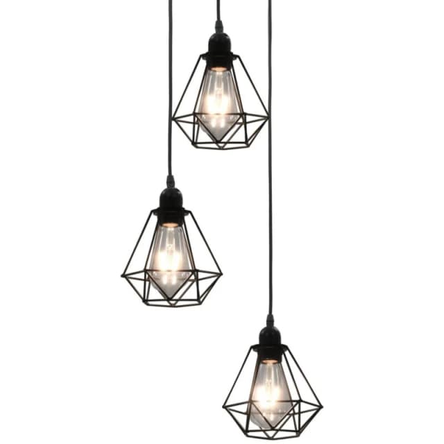VIDAXL Vidaxl - Ceiling Lamp with Diamond Design Black 3 x E27 Bulbs 8719883573571