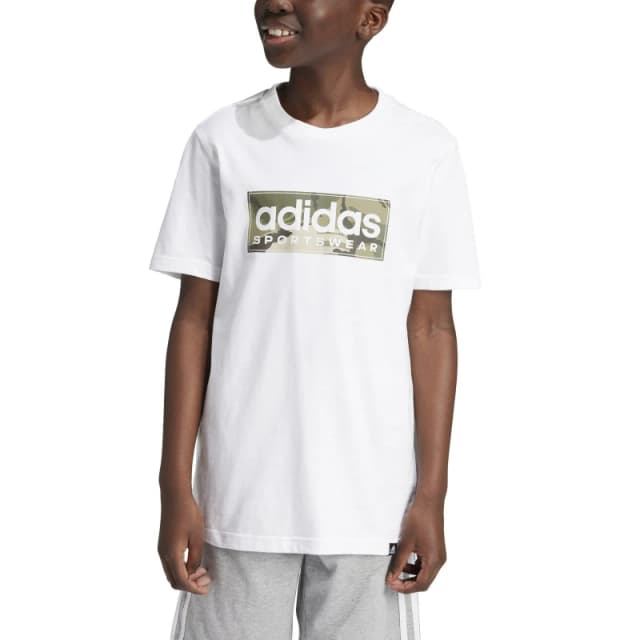 adidas Logo T Shirt Junior Wht/Khaki/Grey unisex 11-12 Years