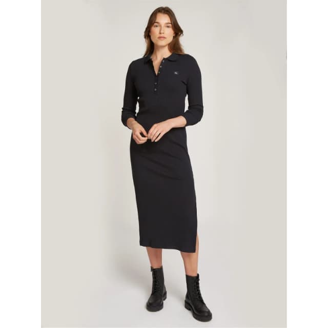 Calvin Klein Jeans Polo Long- Sleeve dress - Black 12