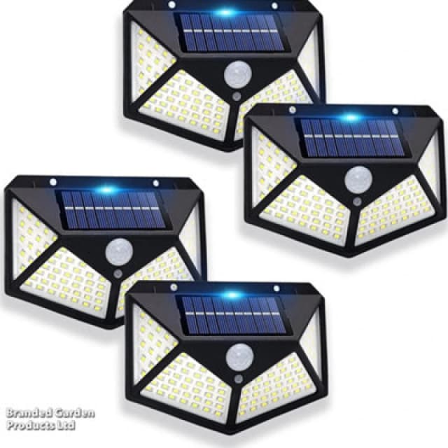 Garden Gear 100 LED Solar Motion Sensor Light: Energy-Efficient, Durable, And Versatile Outdoor Lighting Solution (X4)