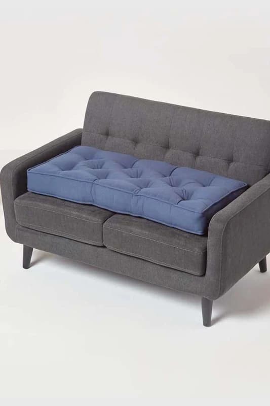 Homescapes Cotton 2 Seater Booster Cushion Navy