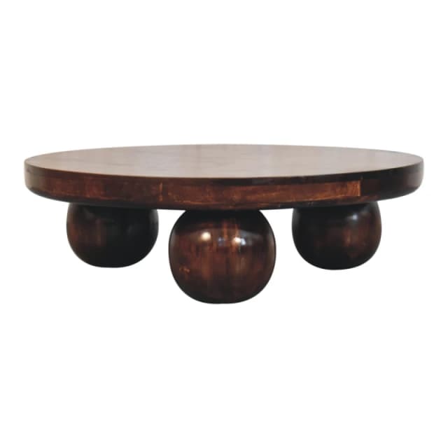 Artisan Furniture Artisan Furniture Solid Wood California Walnut Central Table with Ball Feet, Dark Brown