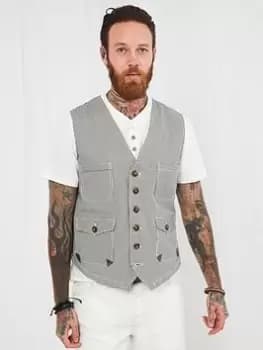 Joe Browns Terrific Tick Stripe Waistcoat - Blue Size 40, Men