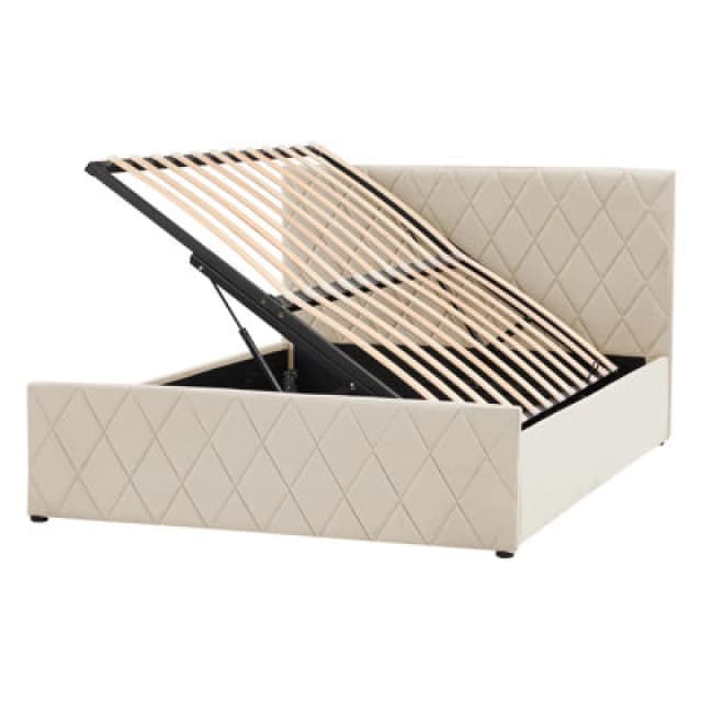 Beliani Ottoman Bed Velvet Rochefort 180 X 200 Cm (Eu Super King) Beige