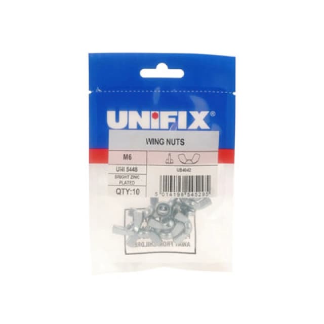 Unifix Wing Nuts Uni 5448 Bzp - M6 X 1.00 - Bag Of 10